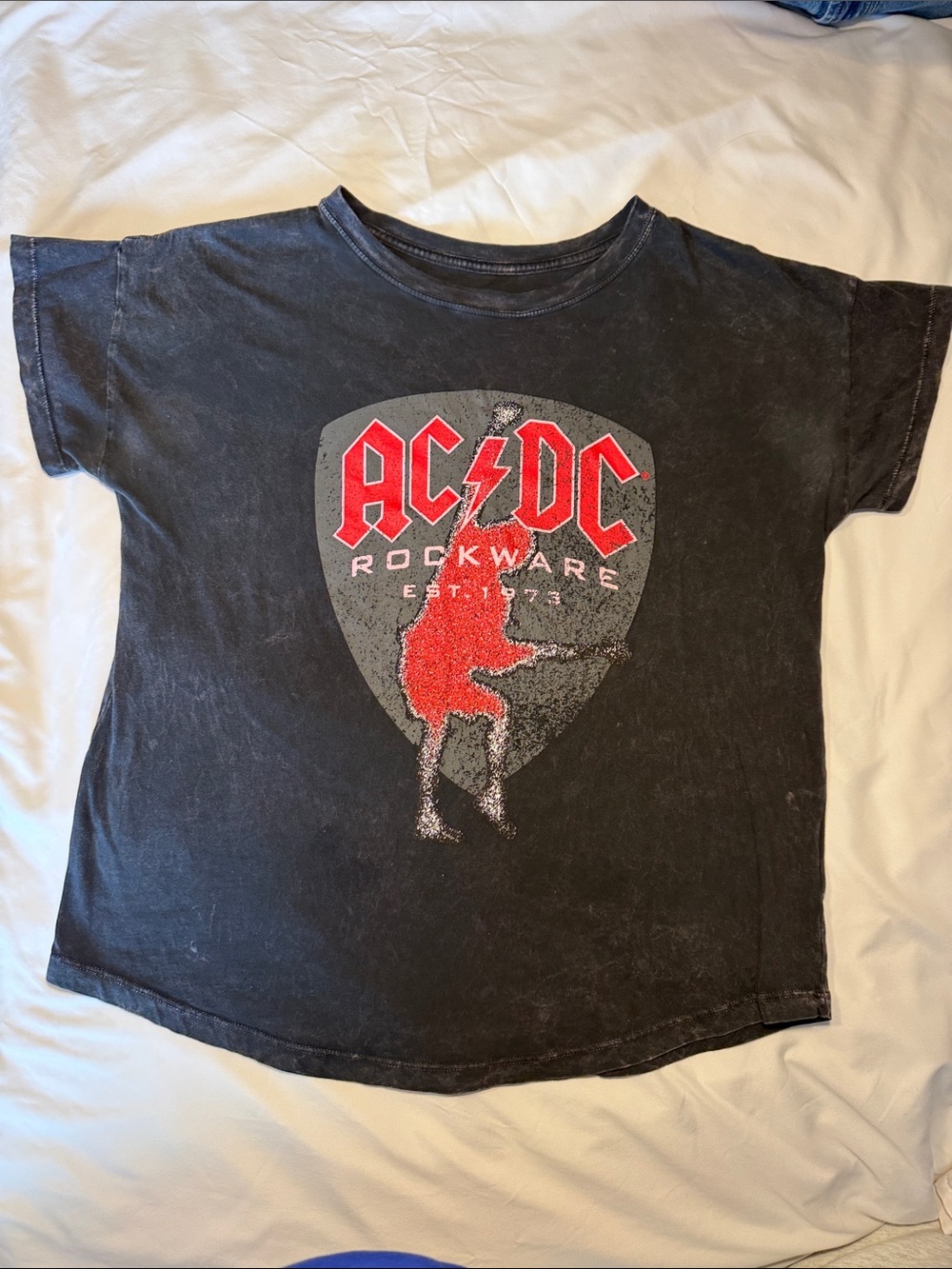 AC/DC Kids Black Short Sleeve Tee with Red Logo